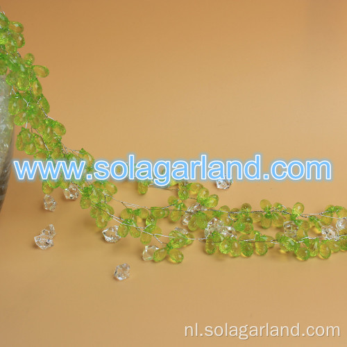 Groene gefacetteerde traan kralen Deco touw Garland